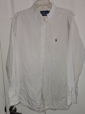Ralph Lauren White Button-Down Shirt with Navy Pony